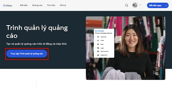 Cách truy cập trình quản lý quảng cáo Facebook - TAKI Academy