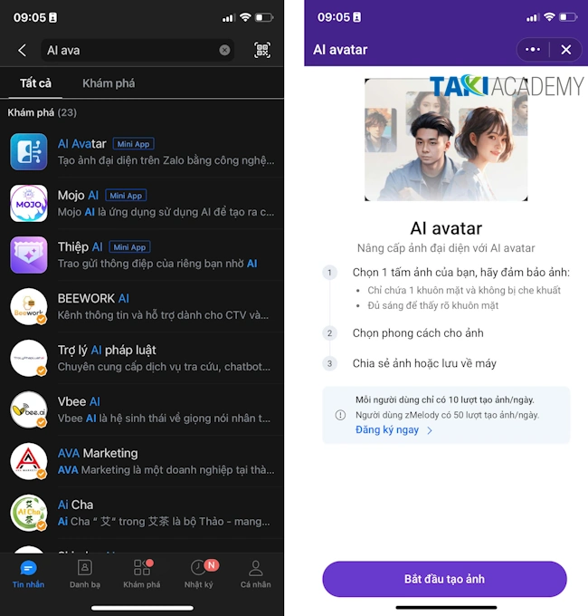 Tìm hiểu về Zalo AI Avatar - TAKI Academy