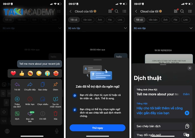 Cách sử dụng Zalo AI Dịch - TAKI Academy