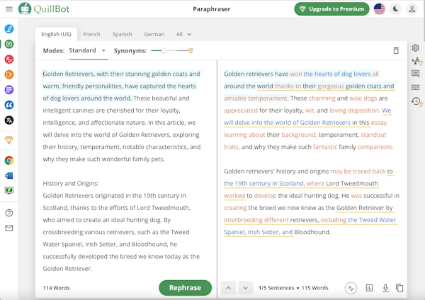 Quillbot là ứng dụng AI hỗ trợ người dùng tối ưu các đoạn văn theo những phong cách khác nhau - TAKI Academy