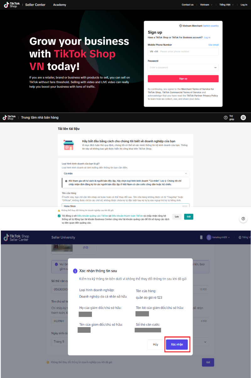 Hướng dẫn đăng ký bán hàng trên Tiktok bằng máy tính