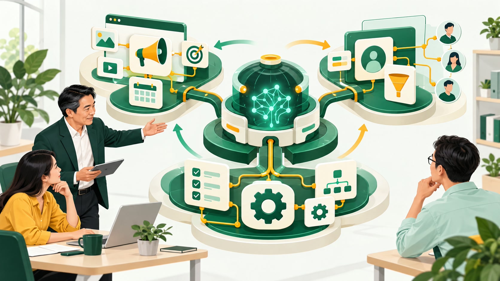 Minh họa AI BUSINESS SYSTEM: Khung Chiến Lược Để Đưa AI Vào Vận Hành Thật